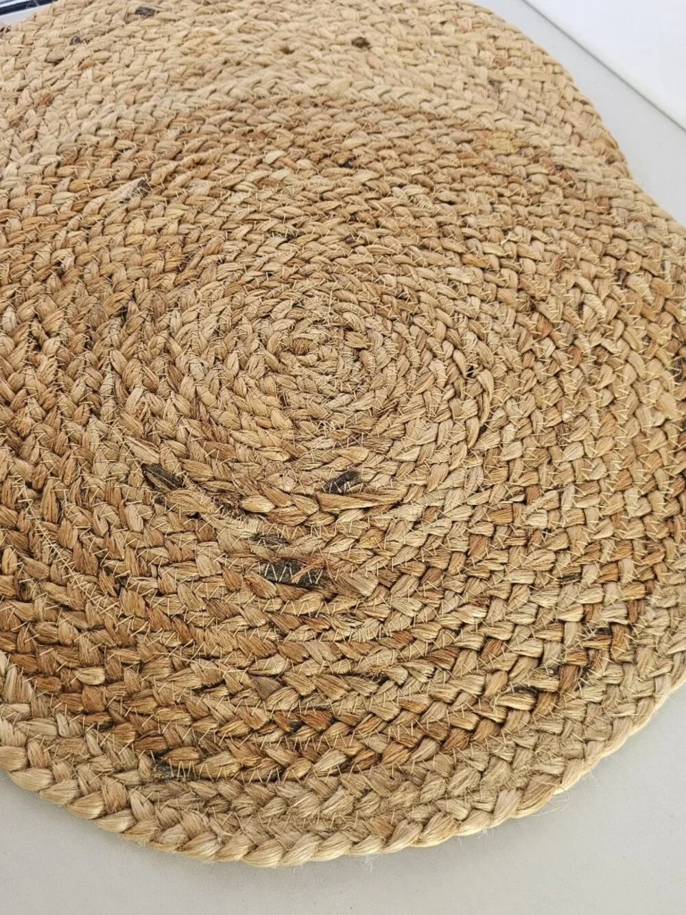 3 Braided Hemp Rope Placemats 16" Stitched Coils Table Mats farmhouse cottage - Picture 2 of 7